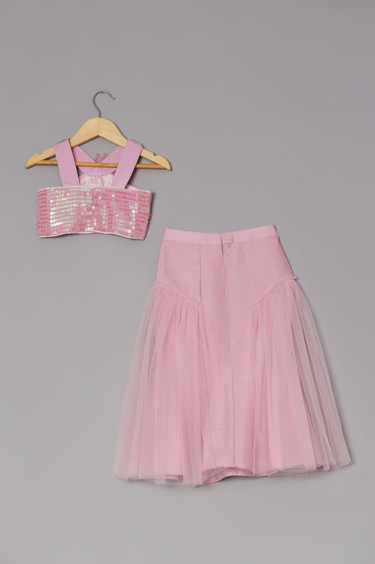 Lilac Pink Dupion Silk Embroidered Heart Applique Work Blouse And Lehenga Set