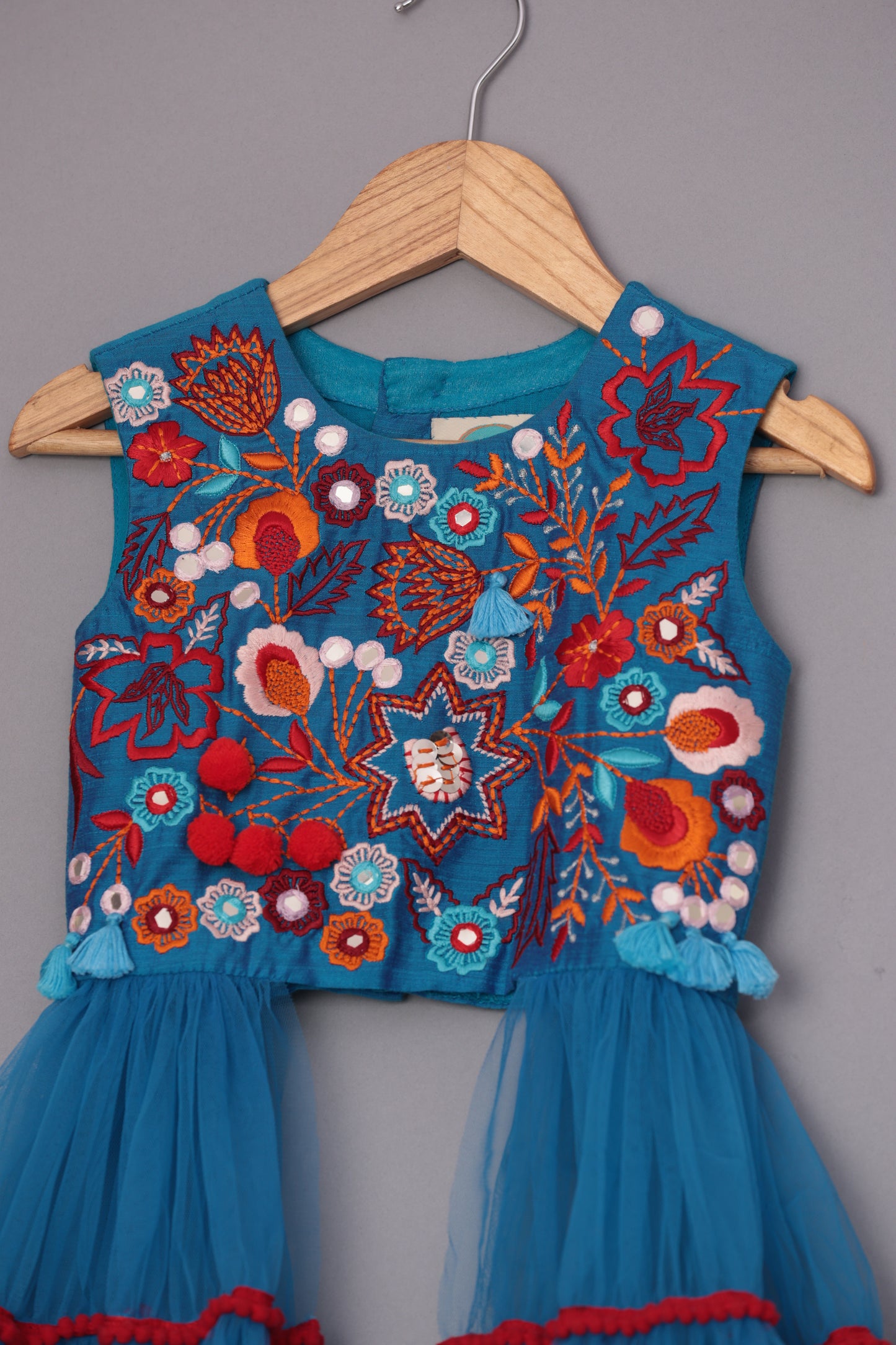 Cobalt blue embroidered Tunic, Sharara set