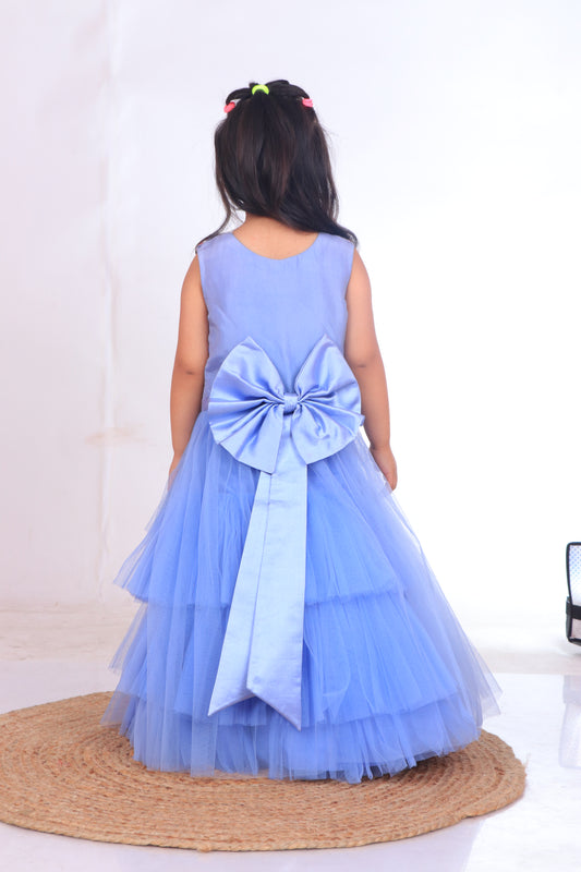 Powder Blue Sequins embroidered Frill Gown