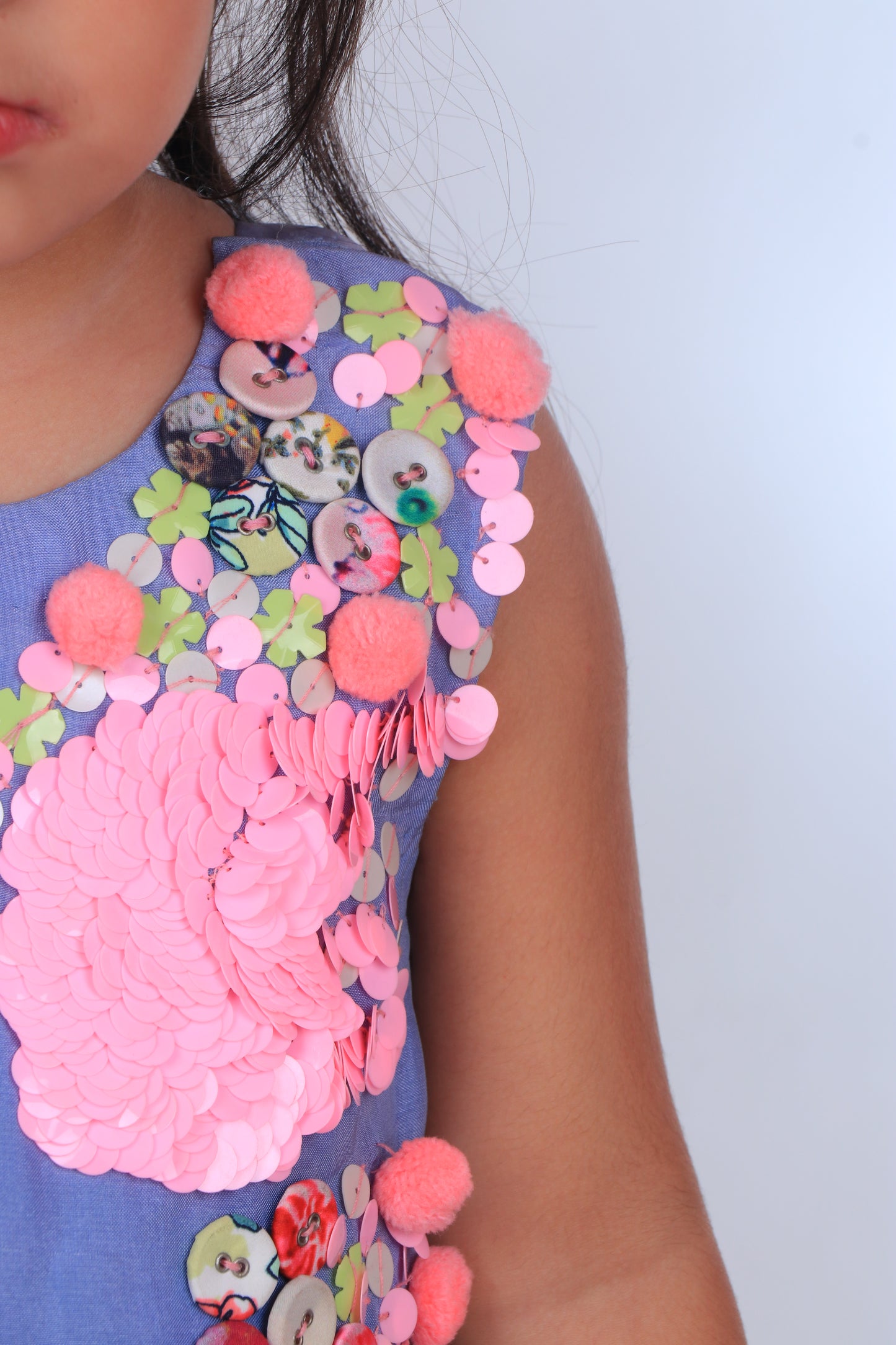 Powder Blue Sequins embroidered Frill Gown