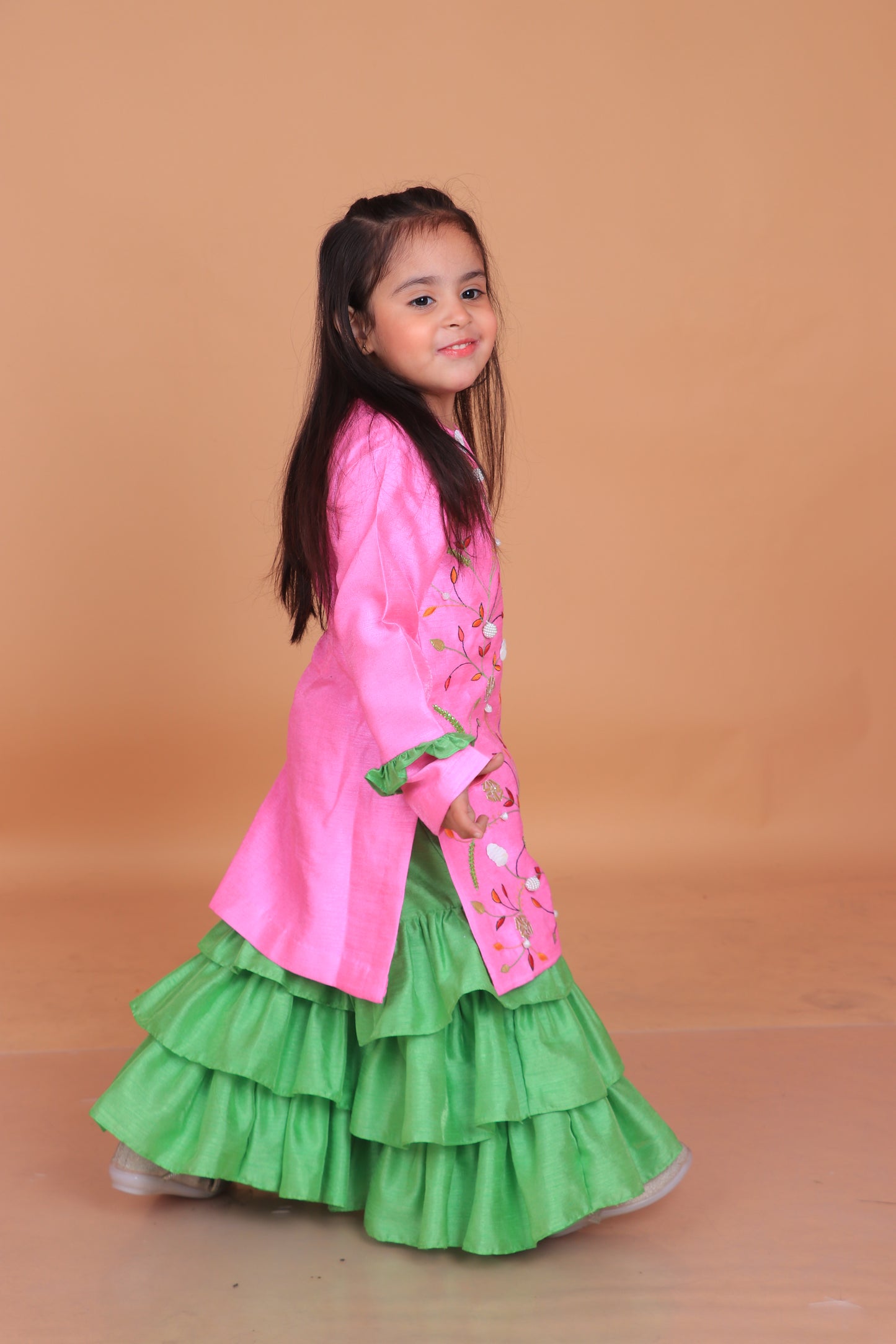 Pink Dupion Silk Embroidered Kurta Set