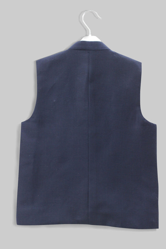 Cartoon faces embroidered blue nehru jacket