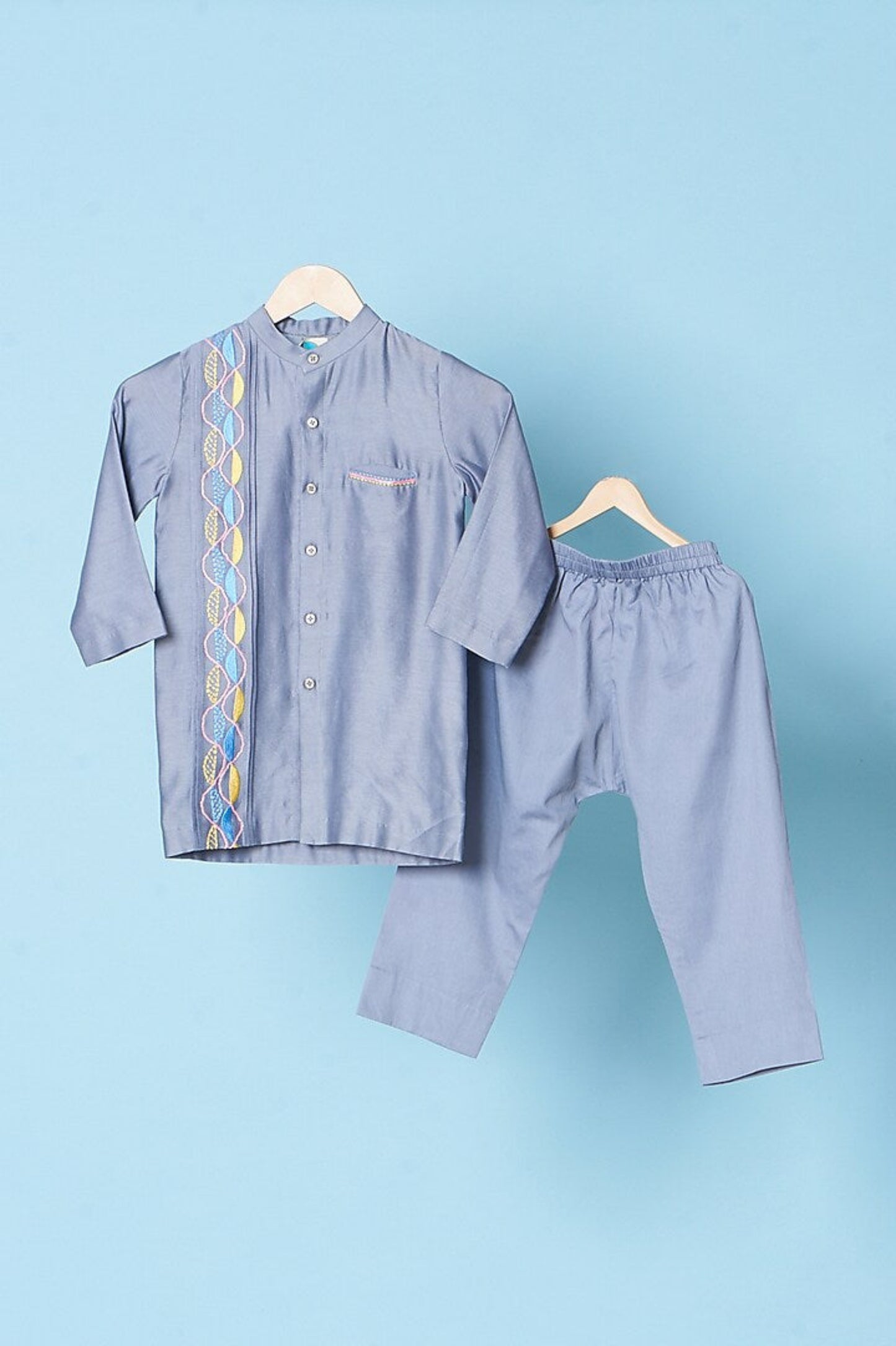 Grey Embroidered Kurta Set