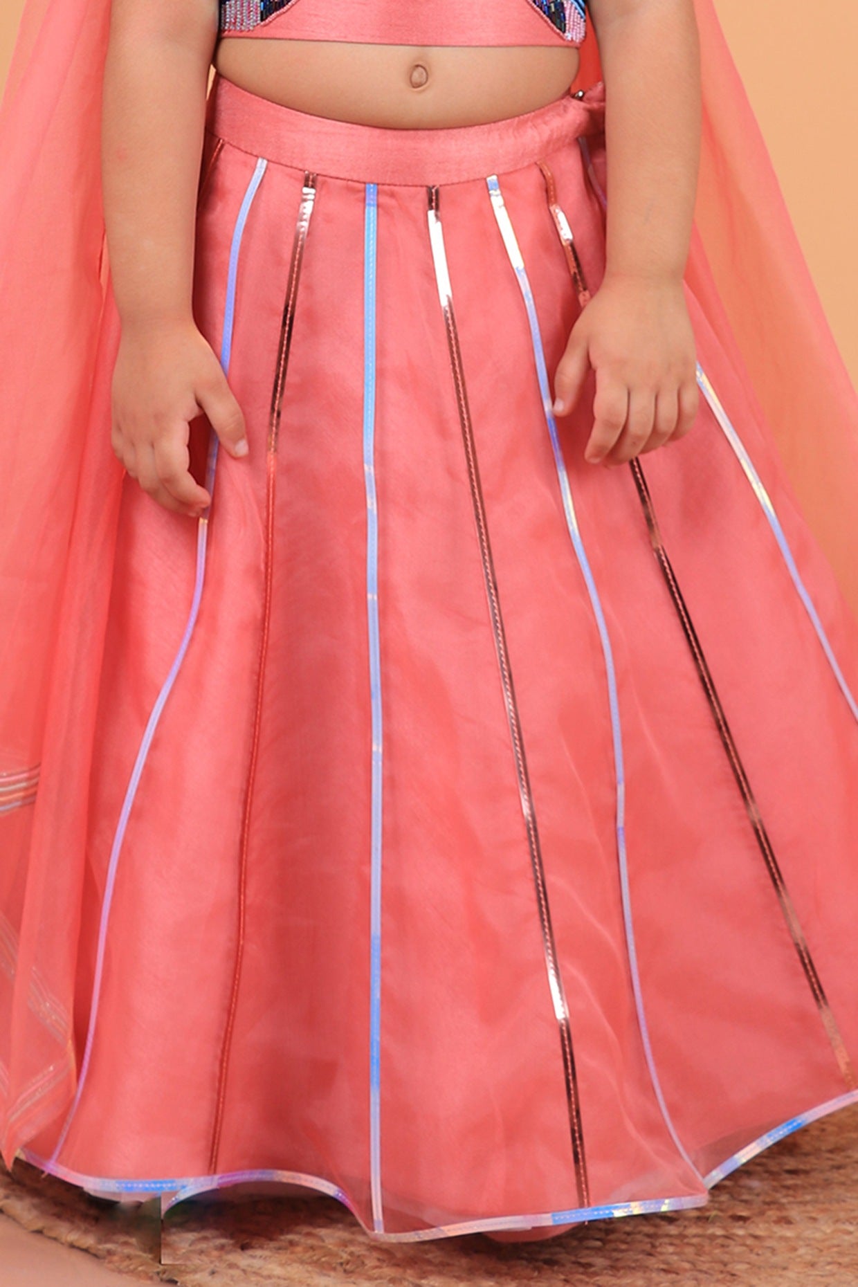 Pastel Pink Dupion Silk Embroidered Lehenga Set