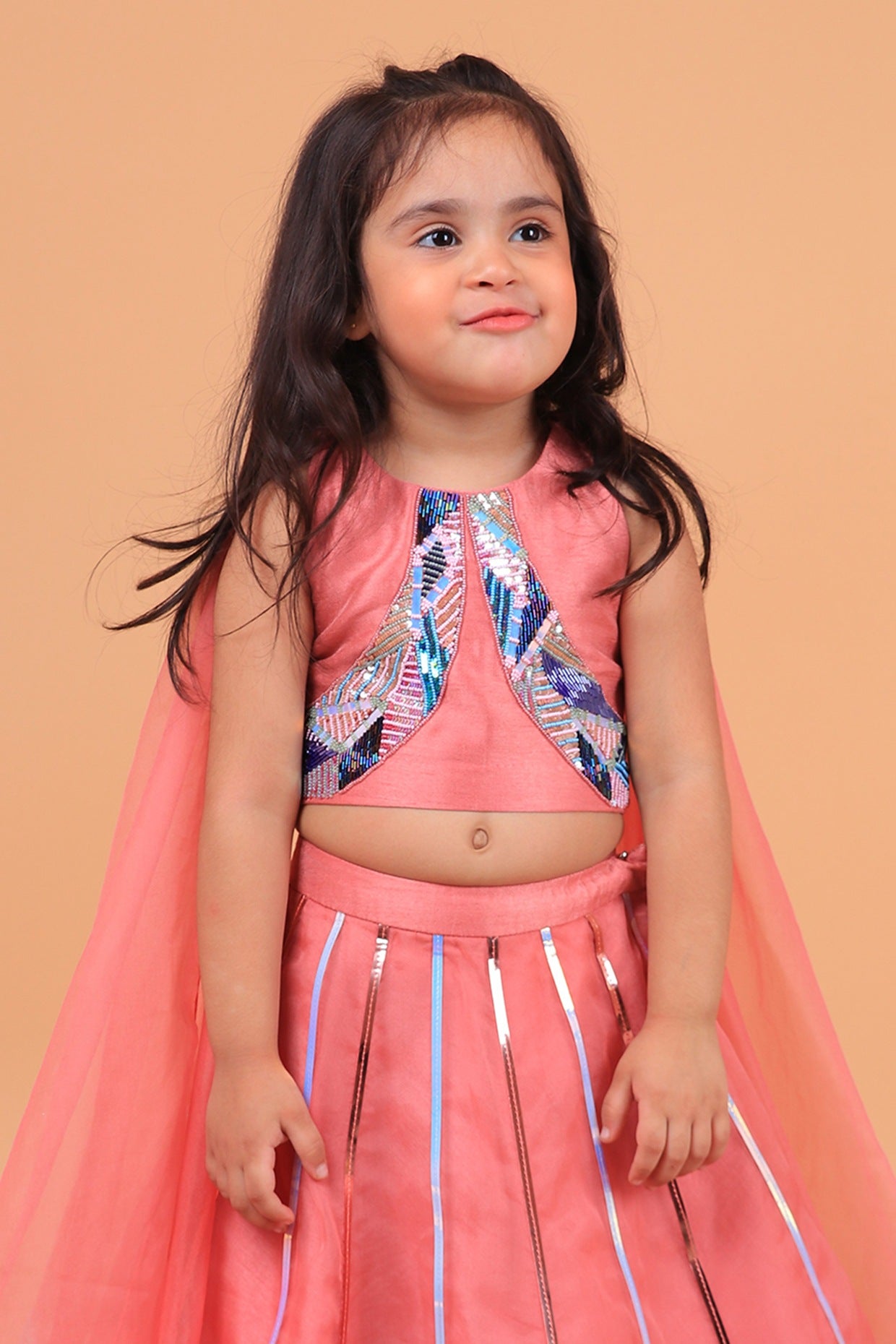 Pastel Pink Dupion Silk Embroidered Lehenga Set