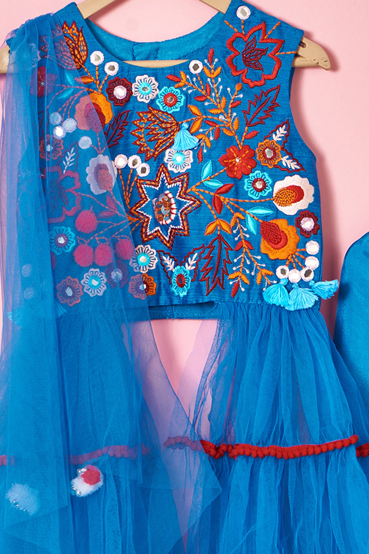 Cobalt blue embroidered Tunic, Sharara set