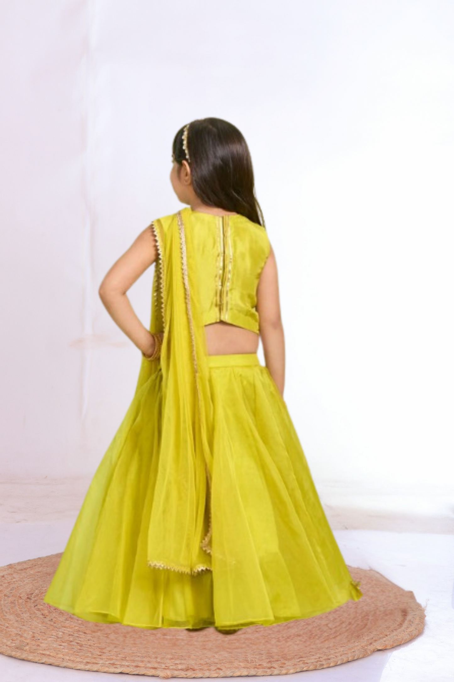 Mehendi Green Embroidered Lehenga Set
