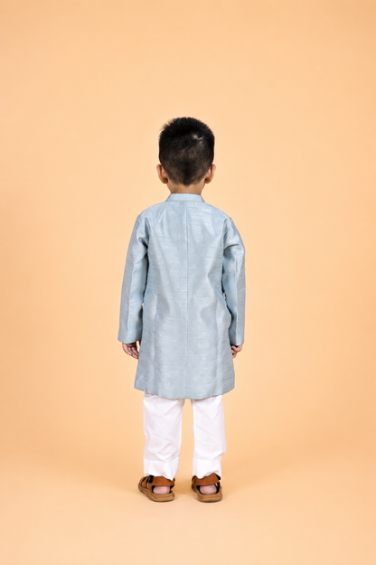 ICE BLUE  EMBROIDERED SHERWANI PAIRED WITH PYJAMA FOR BOYS