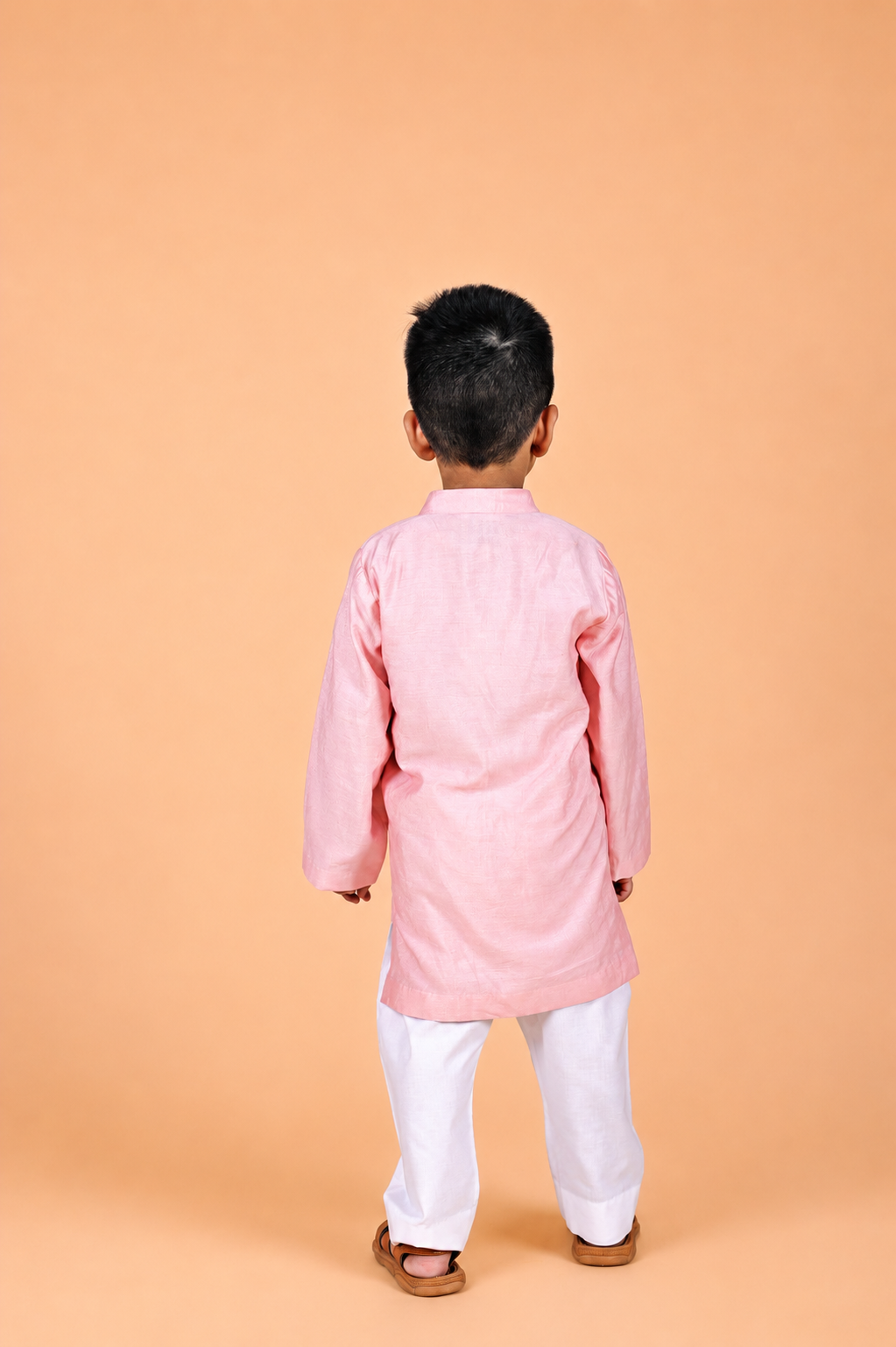 BABY PINK EMBROIDERED KURTA PAIRED WITH PYJAMA SET FOR BOYS
