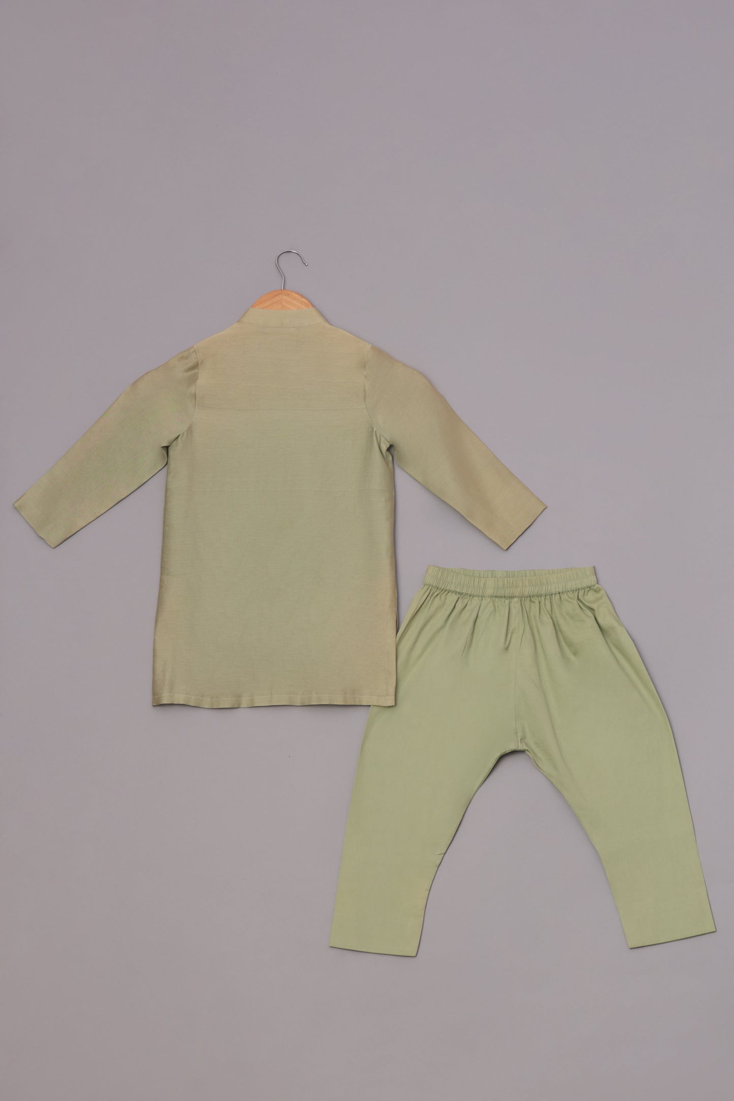 Sage Green Mirror Embroidered Kurta With Pyjama Set