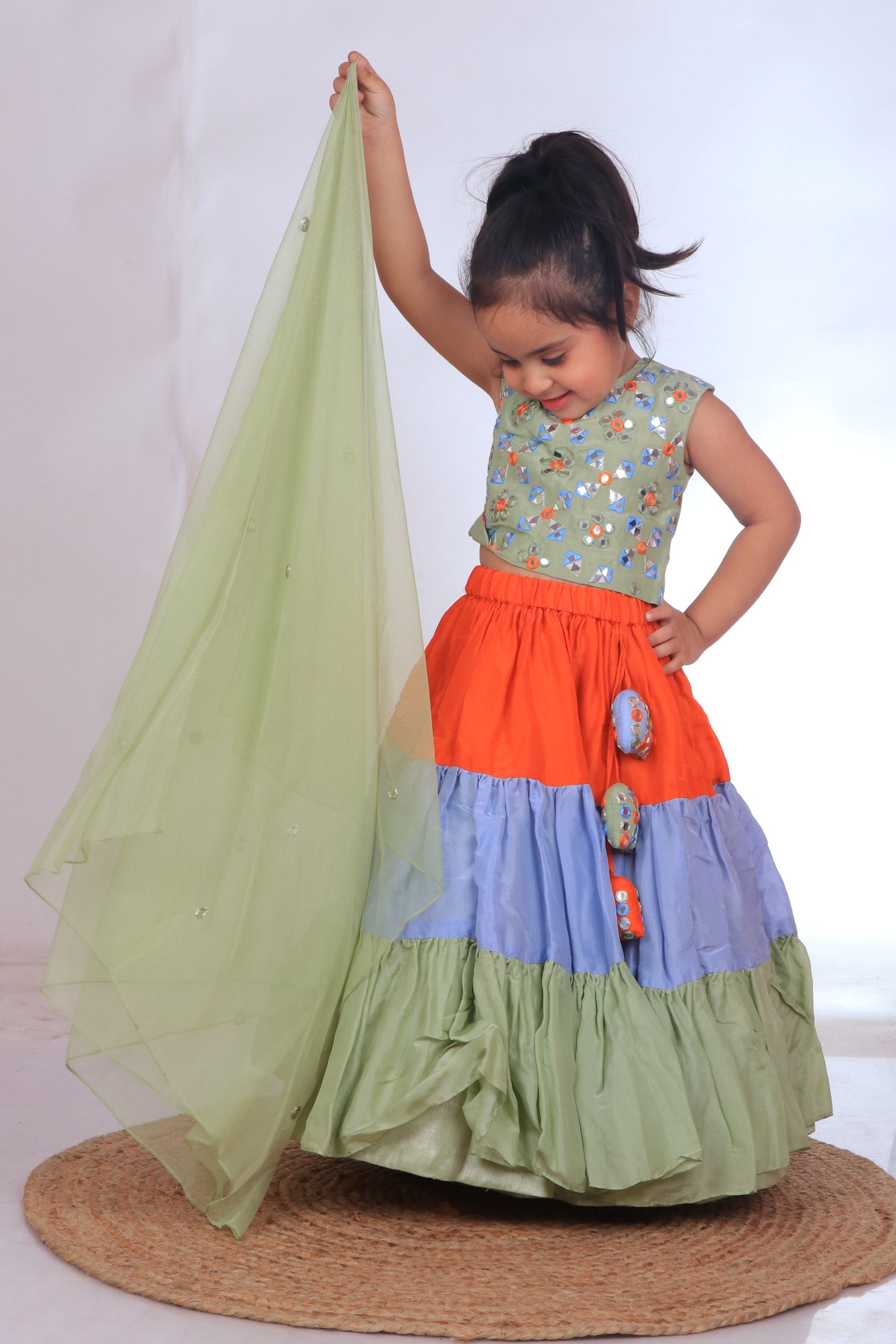 Multi-colored Embroidered lehenga set