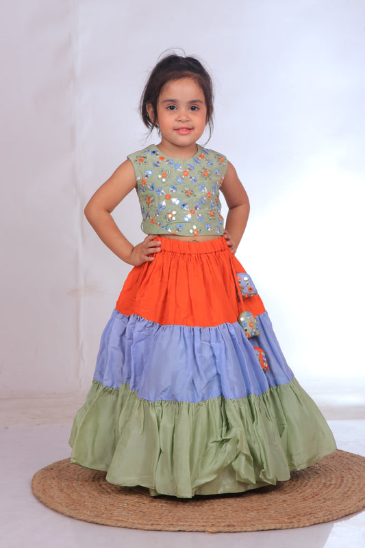 Multi-colored Embroidered lehenga set