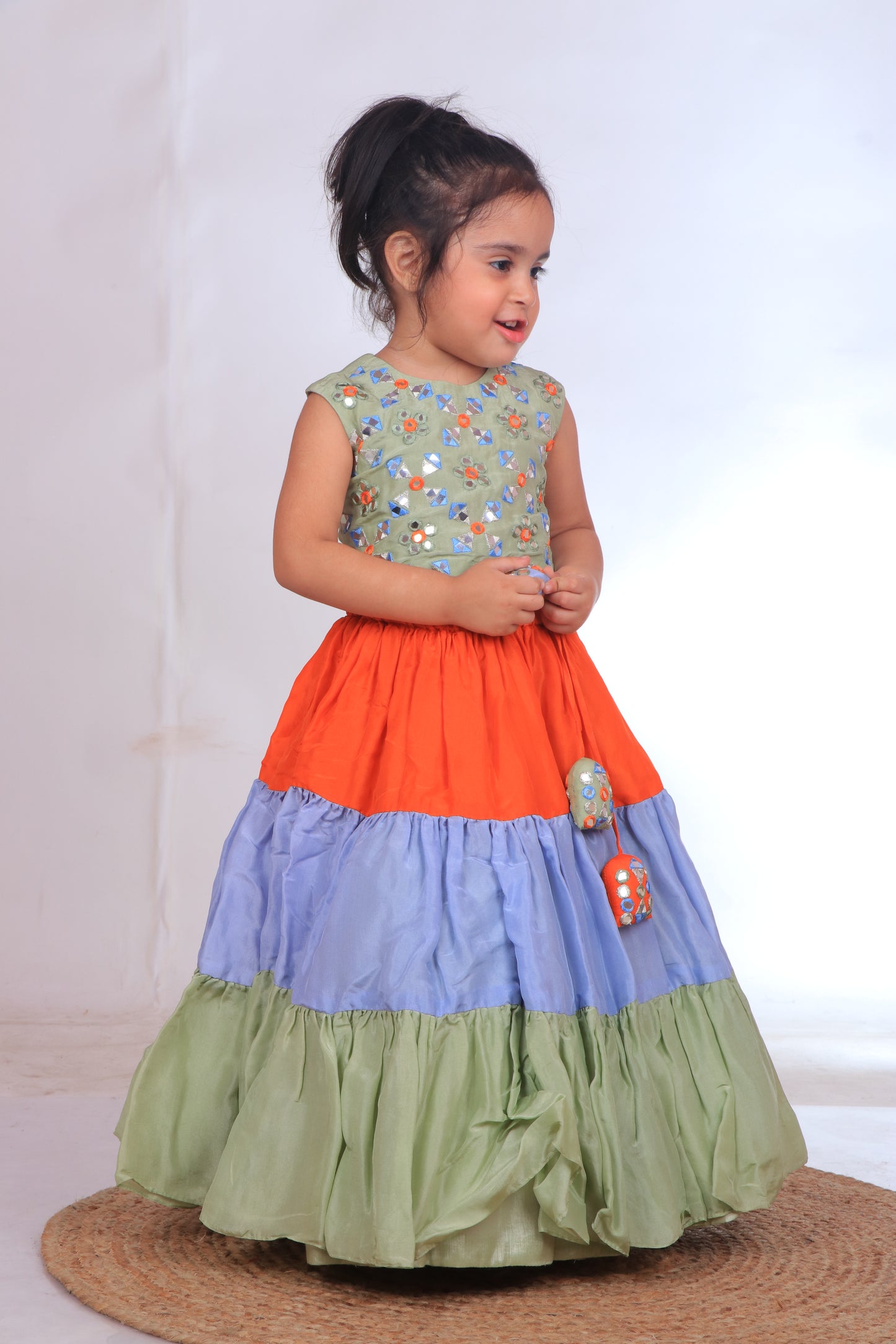 Multi-colored Embroidered lehenga set