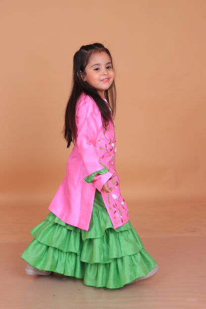 Pink Dupion Silk Embroidered Kurta Set