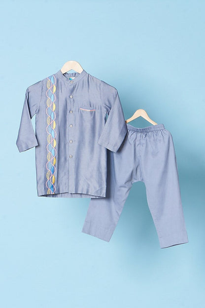 Grey Embroidered Kurta Set