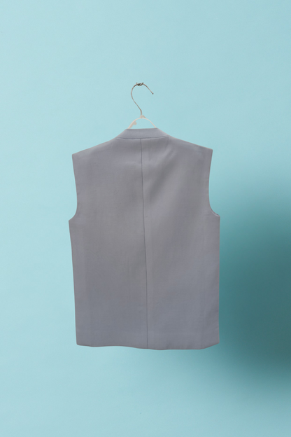 Lavender blue jacket with draped kurta and pyjama