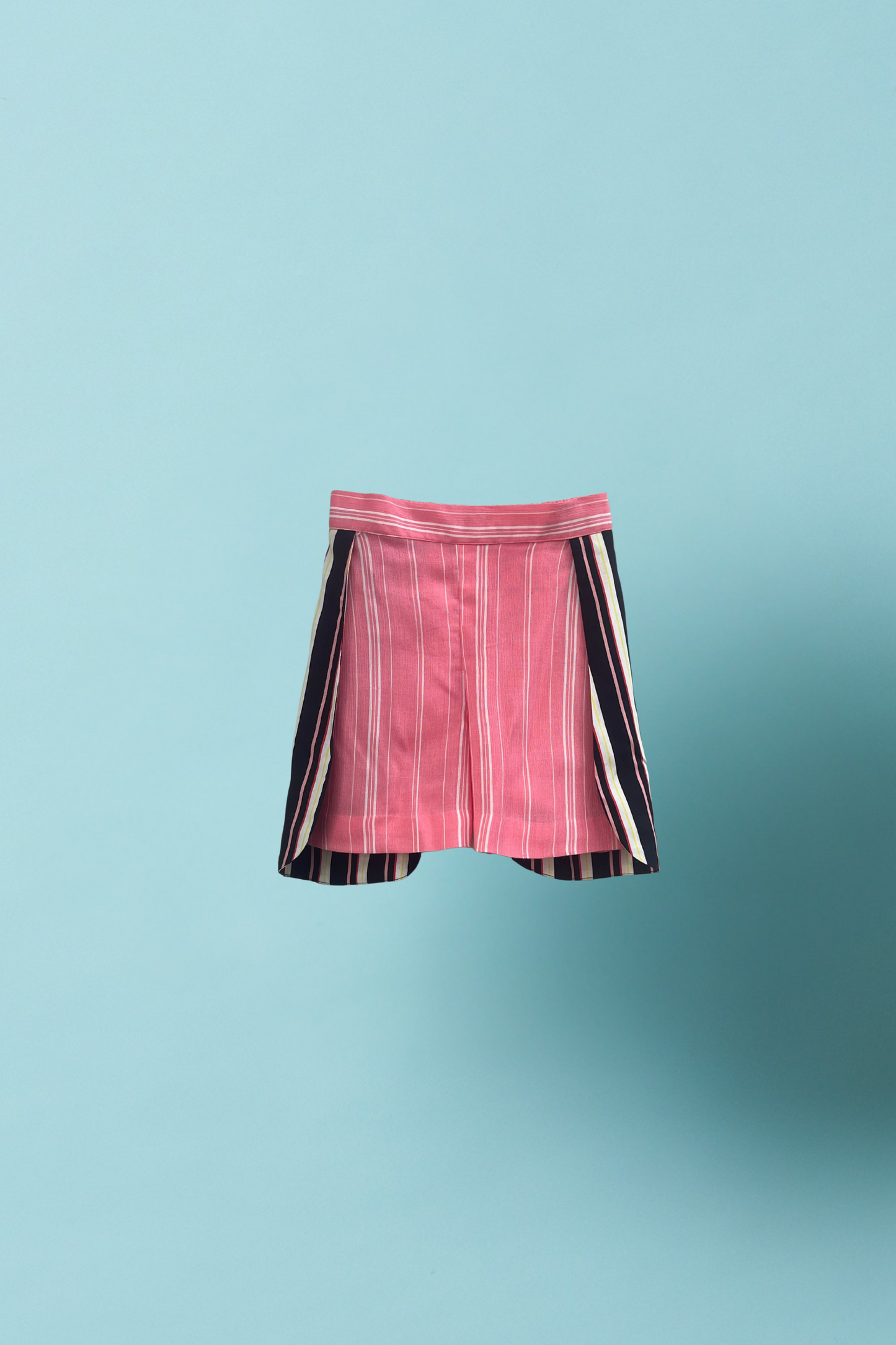 Black and pink Cotton Rayon Bow Crop Top And Skirt Set