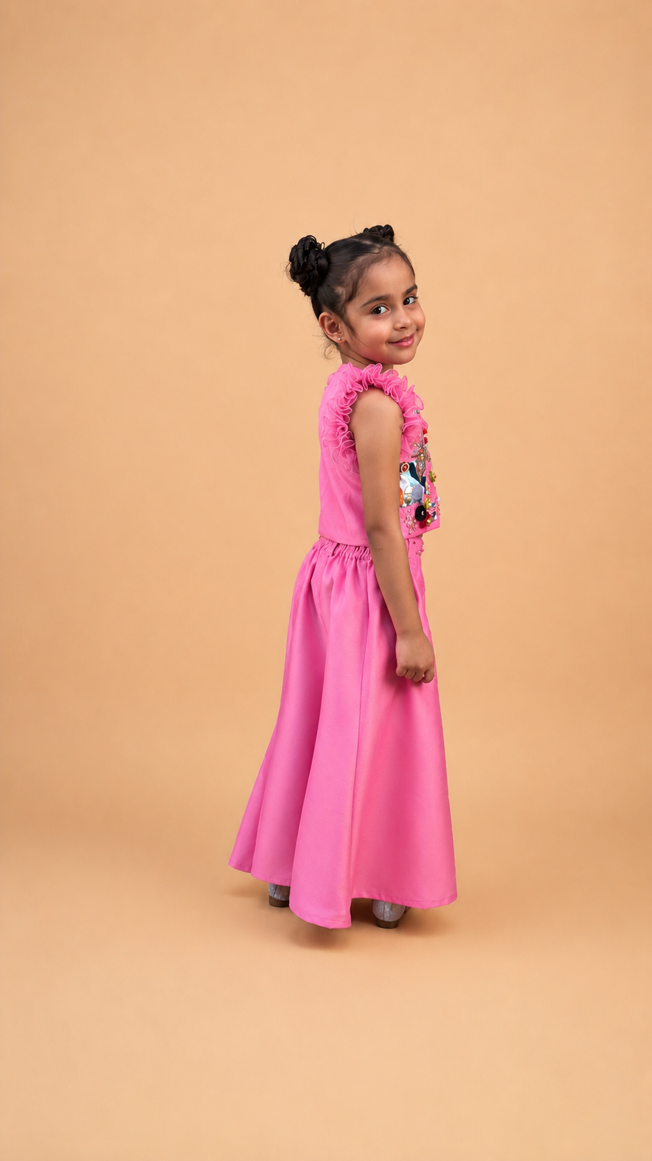 BUBBLEGUM PINK EMBROIDERED CO-ORD SET FOR GIRLS